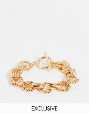   Asos Массивный золотистый браслет-цепочка с T-образной застежкой Reclaimed Vintage Inspired