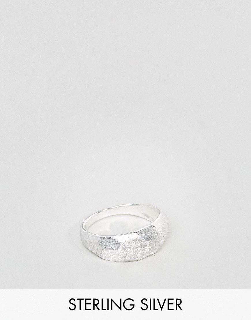 фото Матовое серебряное кольцо с тиснением asos-серебряный asos design