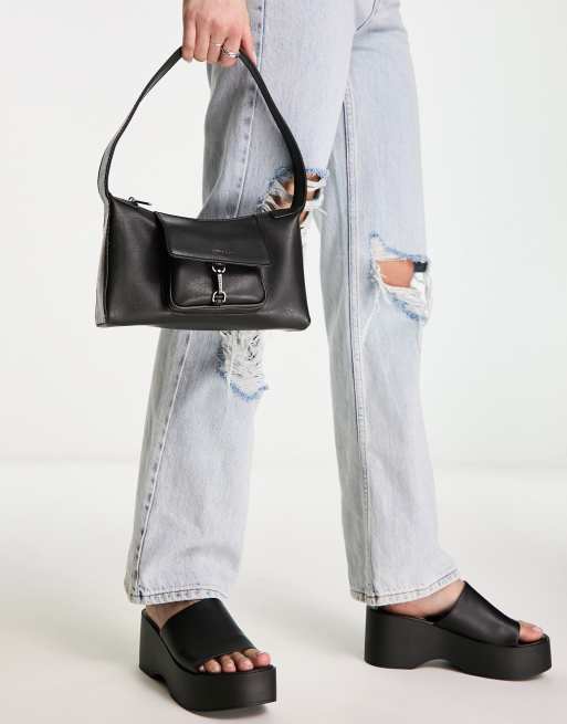 Matt & Nat - Loti - Borsa da spalla vegan-friendly nera con tasca, 3 di 4