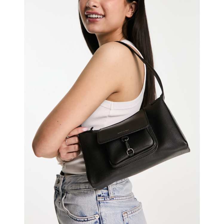 Matt Nat loti vegan shoulder bag with pocket detail in black