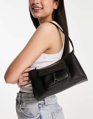 Matt & Nat loti vegan shoulder bag with pocket detail in black