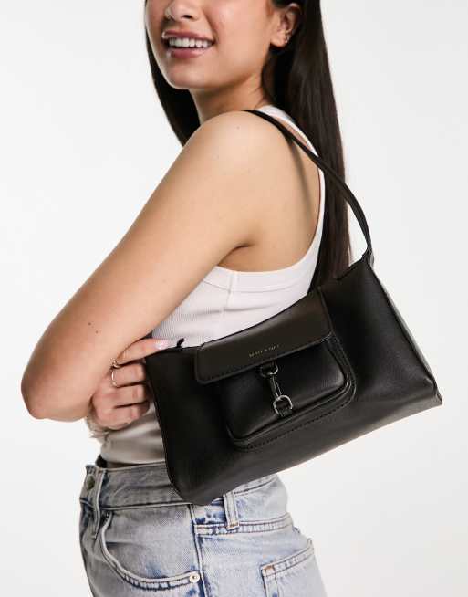 Matt Nat loti vegan shoulder bag with pocket detail in black