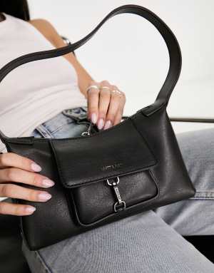 Matt & Nat loti vegan shoulder bag with pocket detail in black