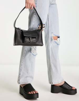 Matt & Nat loti vegan shoulder bag with pocket detail in black
