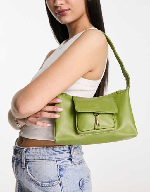 Matt Nat loti vegan shoulder bag with pocket detail in green