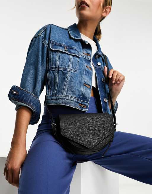 Matt & Nat Twill vegan-friendly leather crossbody bag in black | ASOS