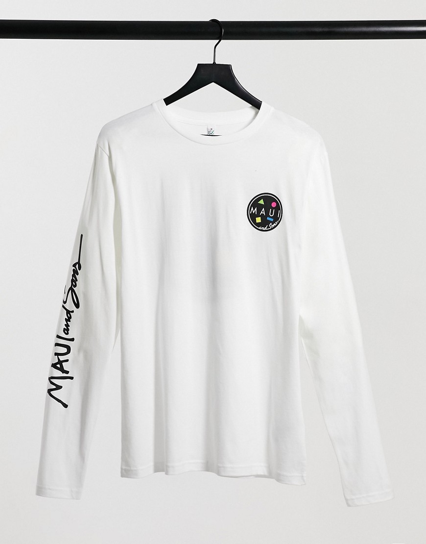 Maui & Sons Classic Cookie oversize longsleeve t-shirt in white