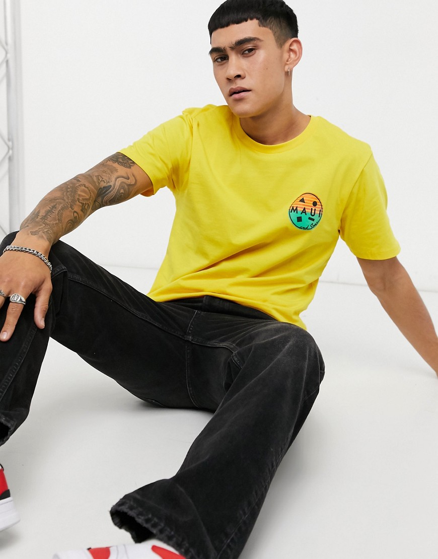 Maui & Sons – Mingo Cookie – Gul t-shirt i oversize-modell med lång ärm