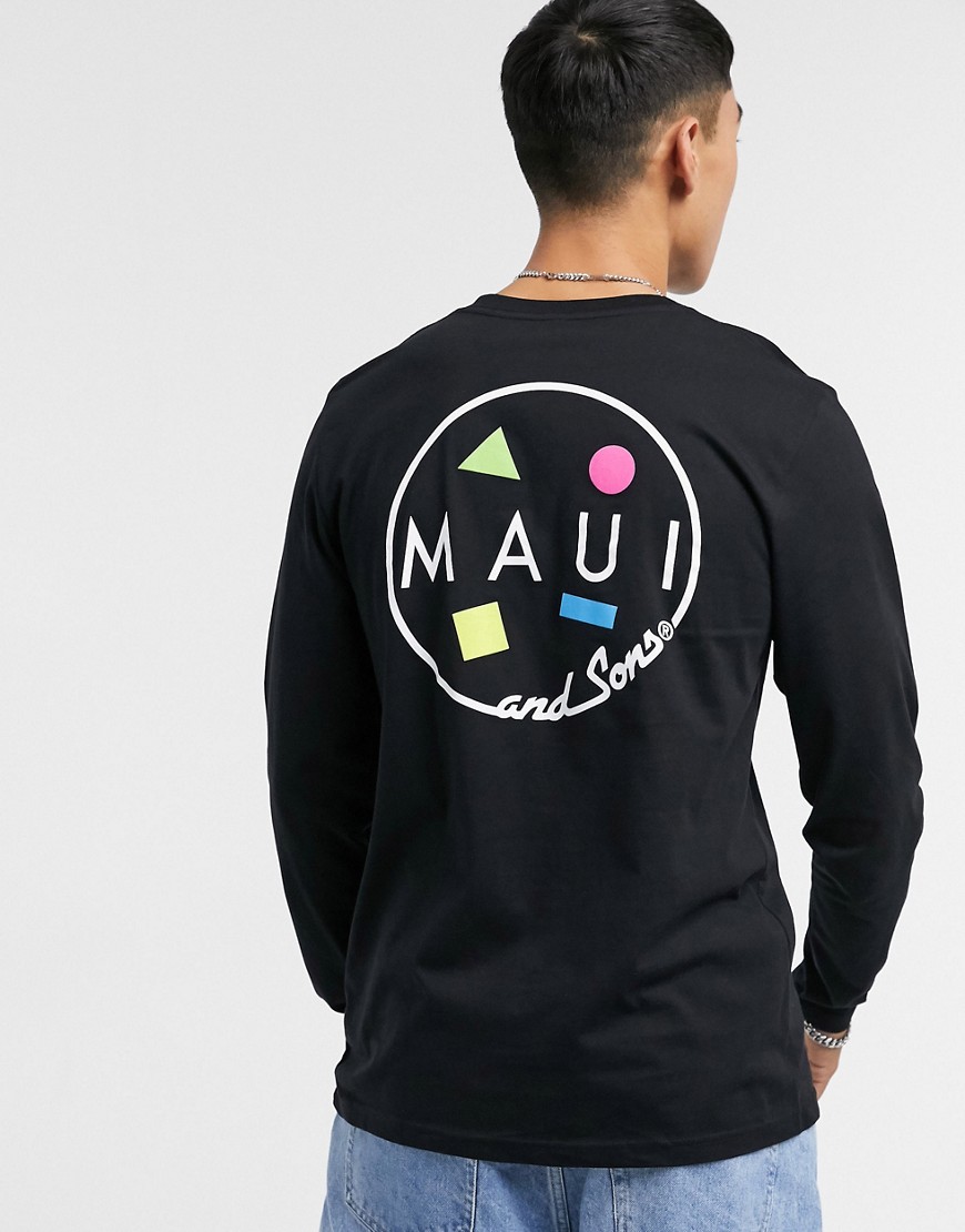 Maui & Sons - Neon Cookie - Sort, oversized t-shirt med lange ærmer