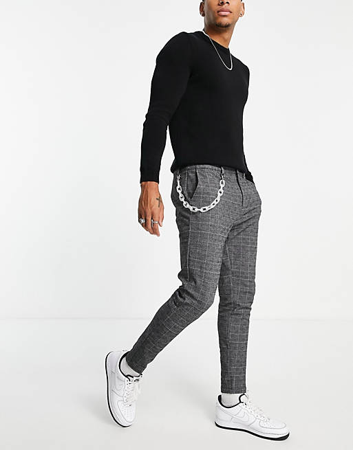 Mauvais check cropped smart trousers co-ord in grey