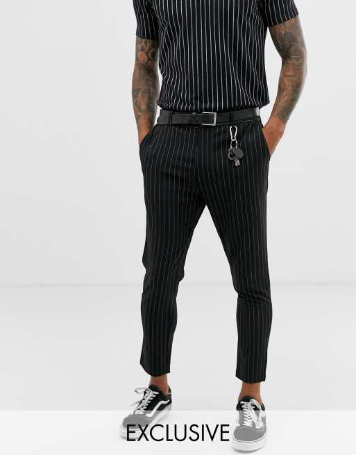 Mauvais cropped pants in black pinstripe