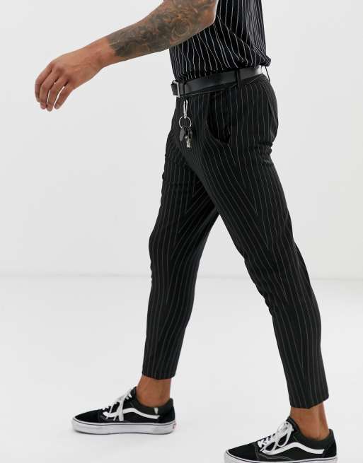 Mauvais cropped pants in black pinstripe