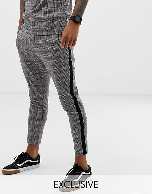Mauvais cropped pants in check with side stripe