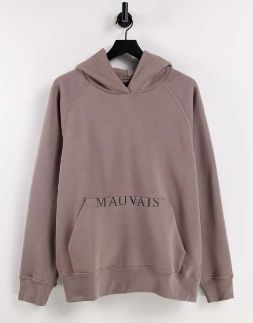 Mauvais - Felpa con cappuccio oversize con logo diviso a metà color tortora