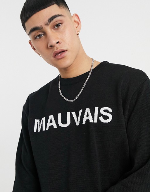 Mauvais knitted jumper with logo in black