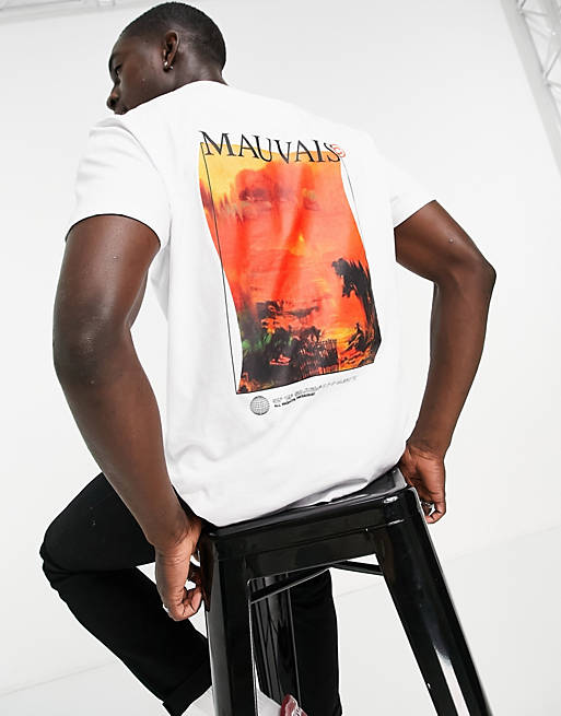  Mauvais landscape backprint t-shirt in white 