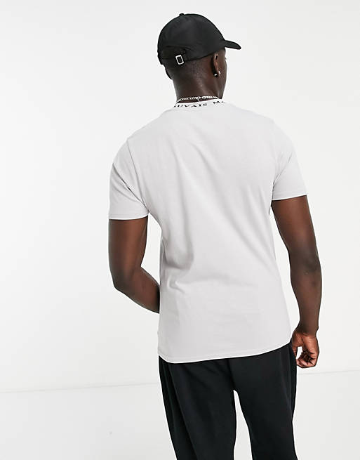  Mauvais neck tape detail t-shirt in grey 