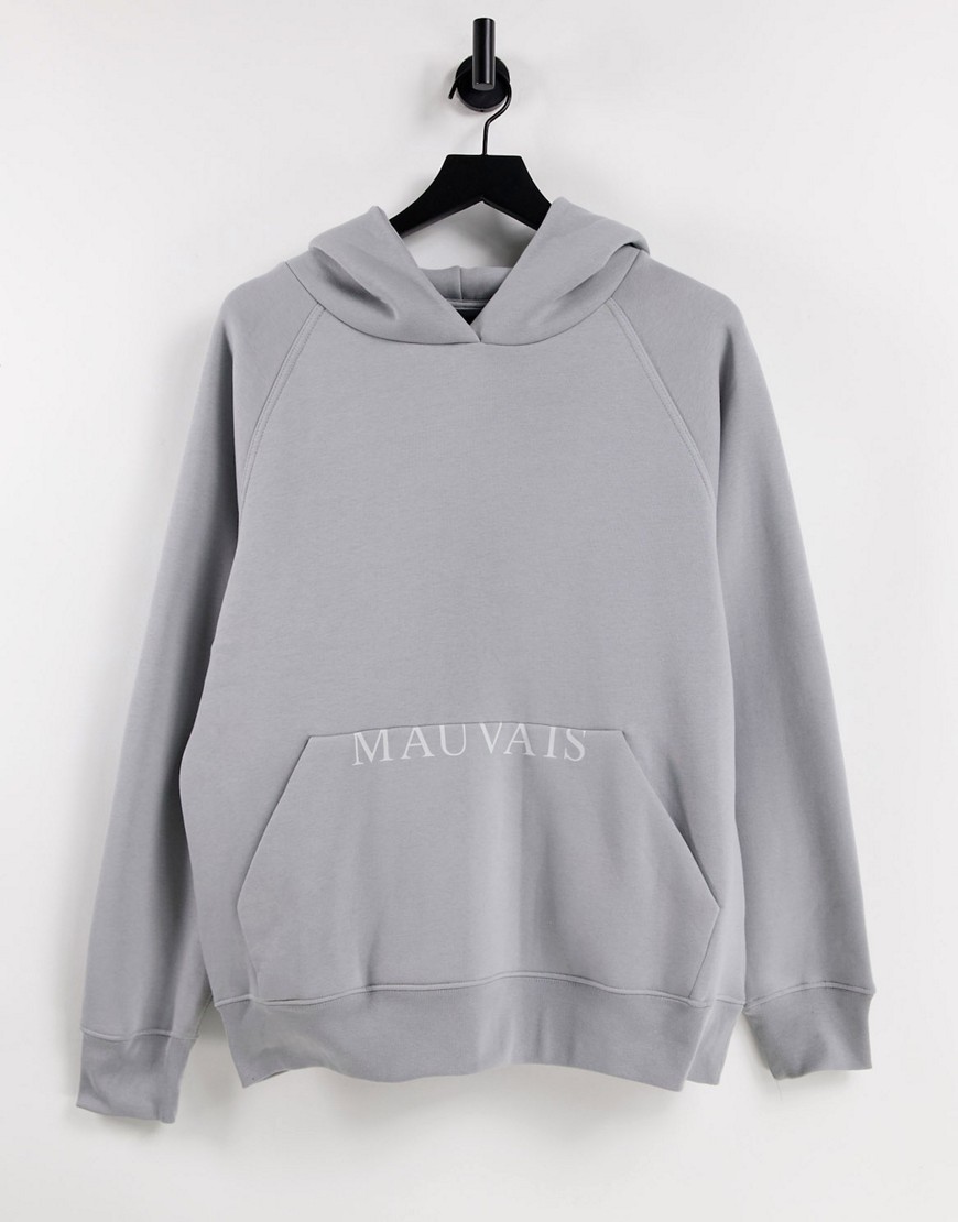 Mauvais - Oversized hoodie met half logo in grijs