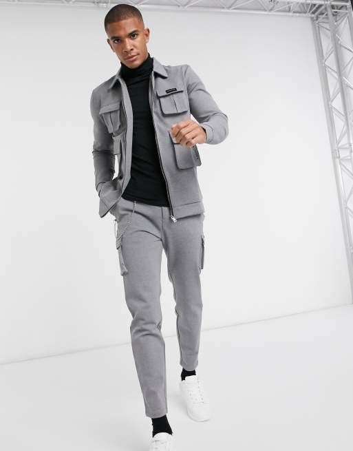 Mauvais Pantalon cargo d ensemble en jersey Gris ASOS