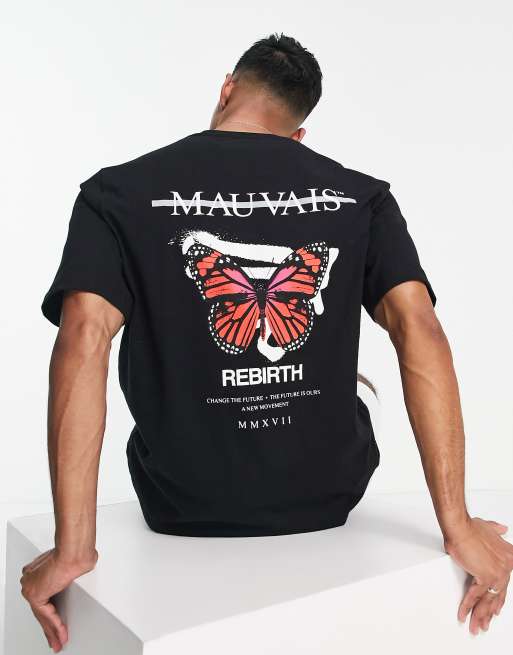 Mauvais relaxed fit butterfly back print t-shirt in black