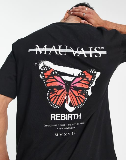 Mauvais relaxed fit butterfly back print t-shirt in black