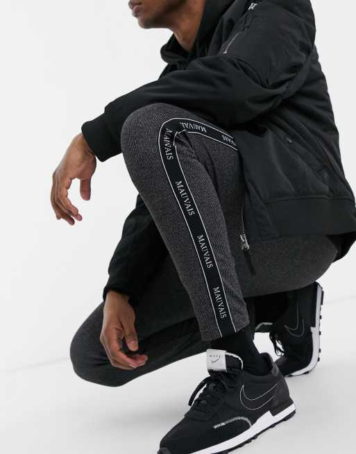 Mauvais rib smart tracksuit co-ord in black space dye, 3 of 3