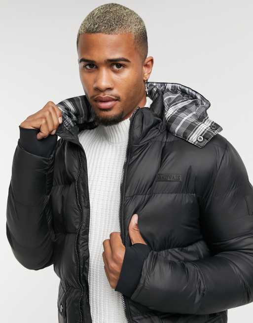 Plaid print store puffer jacket