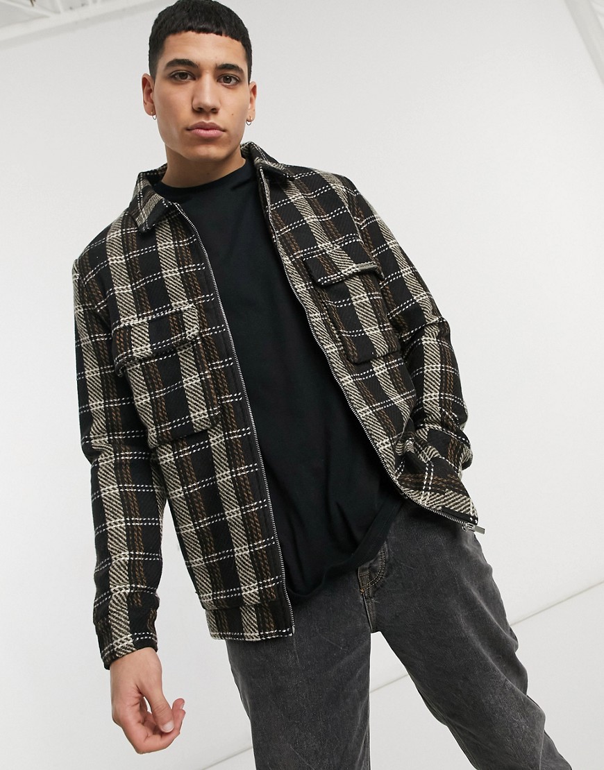 Mauvais soft touch overshirt in plaid-Multi