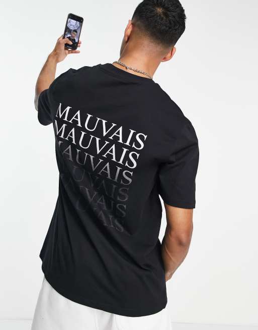 Mauvais – Svart avslappnad t-shirt med graderad logga
