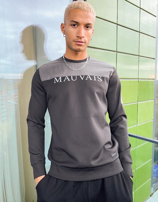 Mauvais sweatshirt with crinkle overlay in black