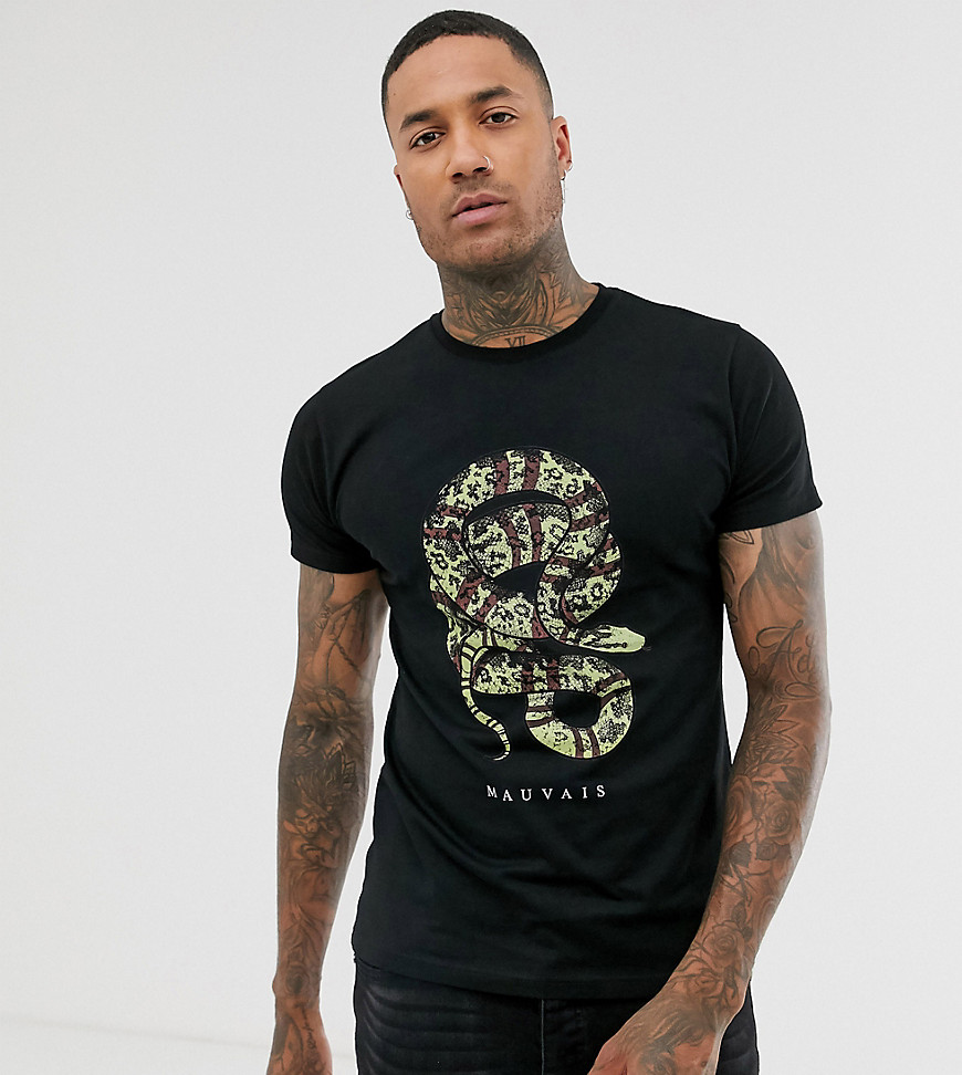Mauvais - T-shirt attillata con stampa di serpenti-Nero