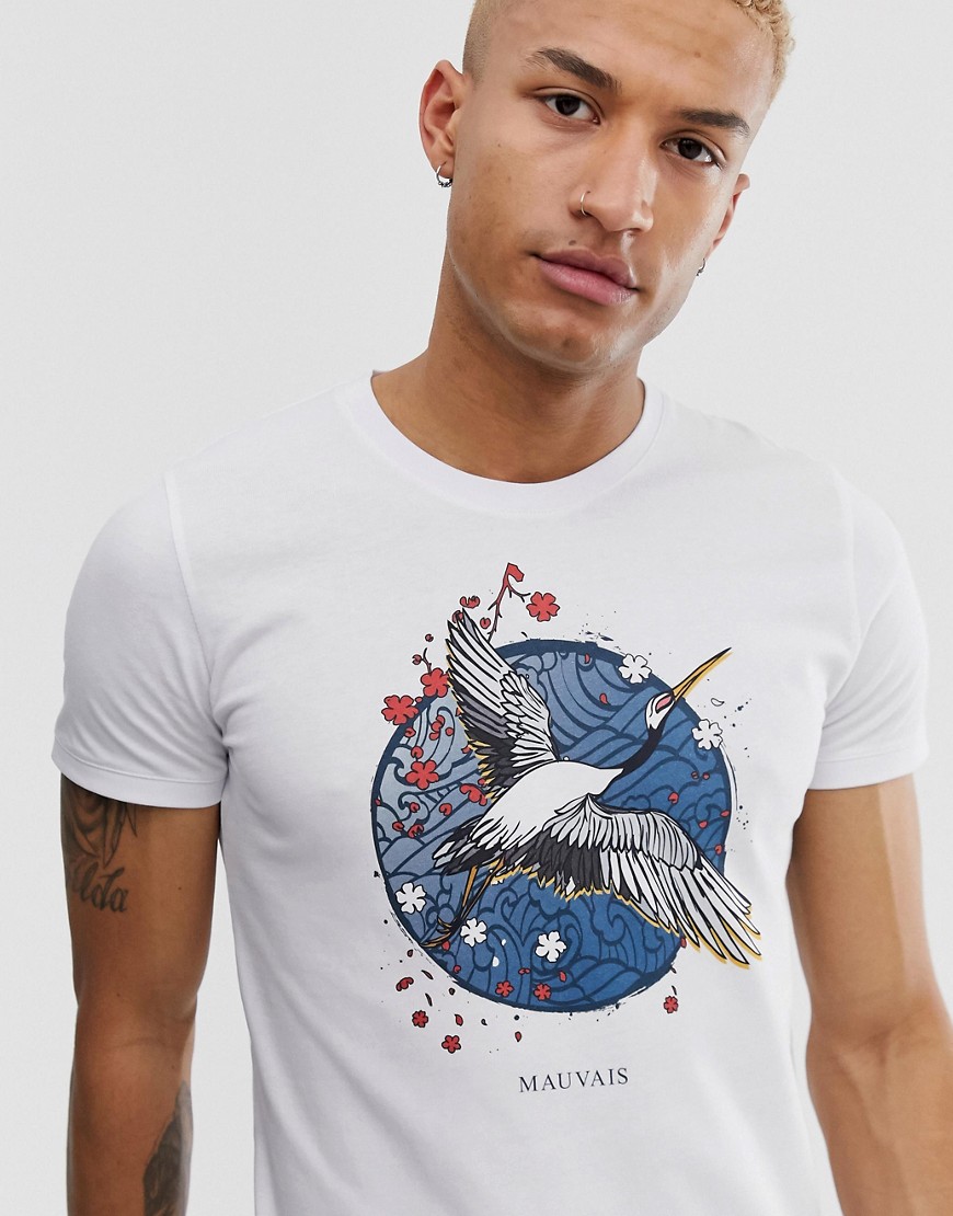 Mauvais - T-shirt attillata con stampa-Bianco
