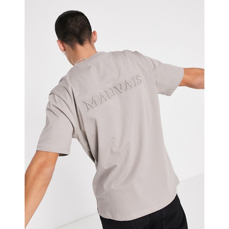 6nl3a T-shirt e Canotte Mauvais - T-shirt color talpa con logo sulla schiena in rilievo