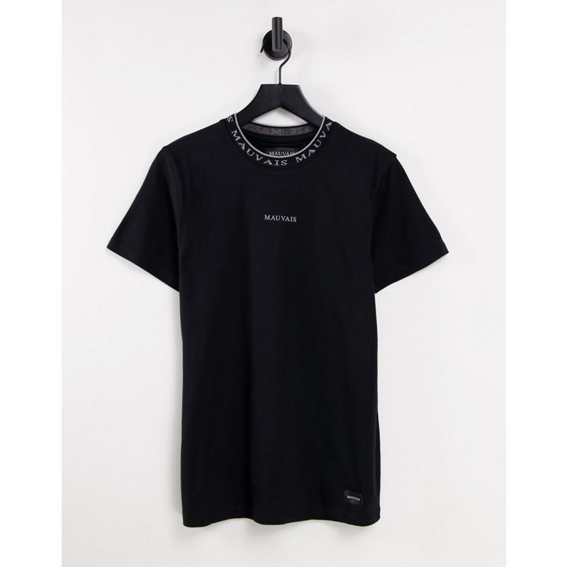 T-shirt stampate T-shirt e Canotte Mauvais - T-shirt nera con nastro sul collo