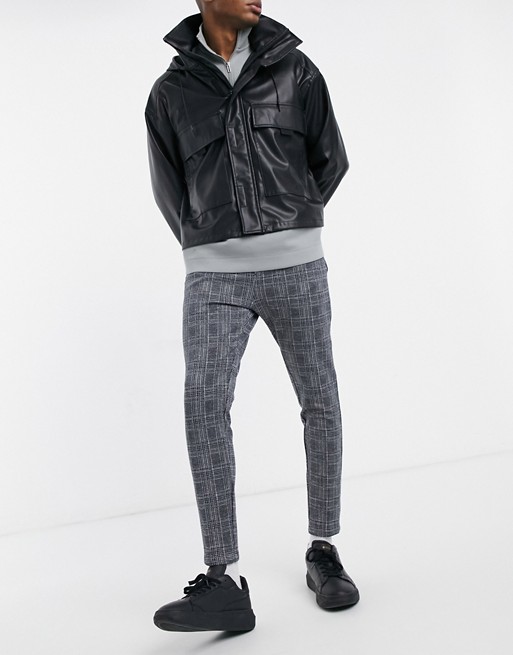Mauvais textured stretch fit co-ord trousers in check
