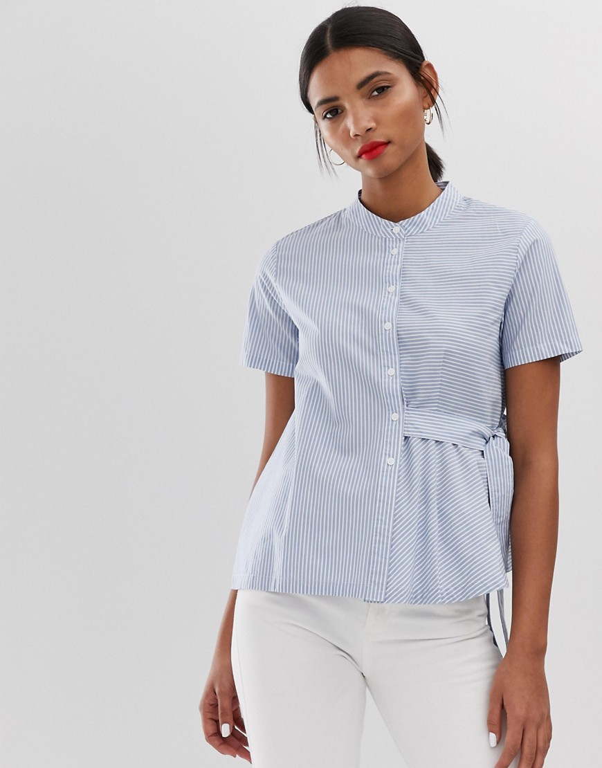 Max & Co – bomulds bluse med bindebånd i siden-Blå