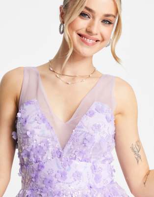 Asos Maya 3D Floral Super Mini Dress in Purple