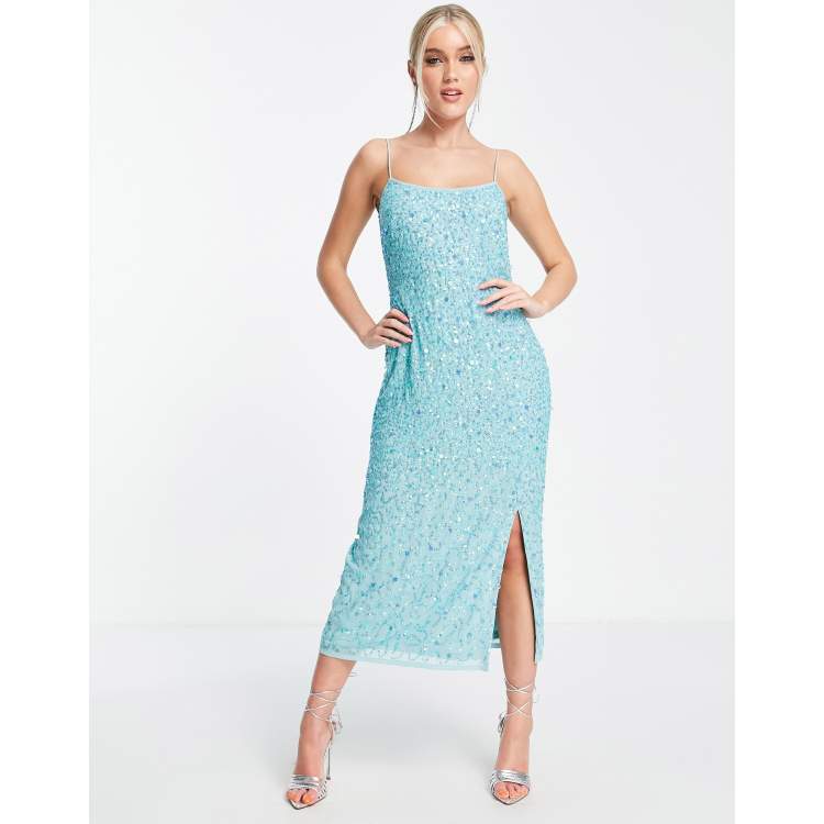 Maya all over embellished cami dress in turquoise | ASOS