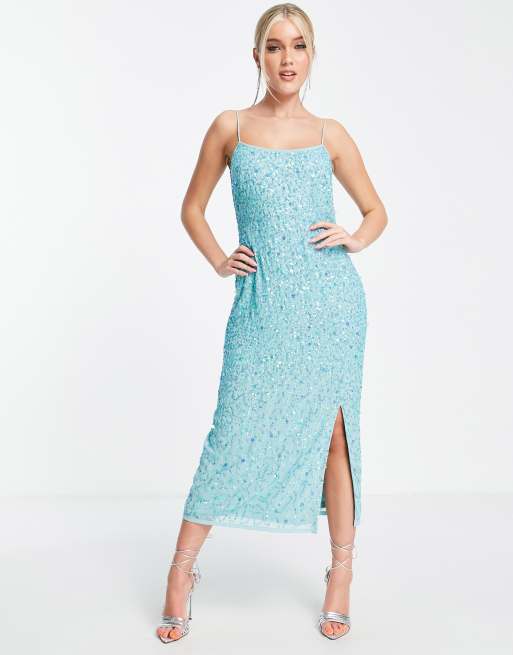 Turquoise embellished clearance dress