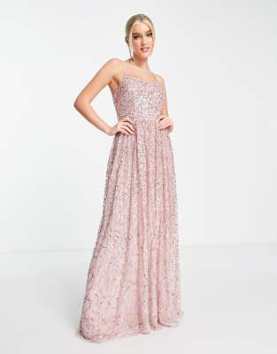 Maya all-over embellished cross back maxi dress in taupe blush - Click1Get2 Promotions
