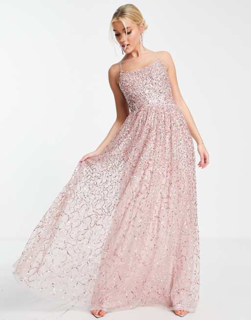 Blush embellished maxi outlet dress