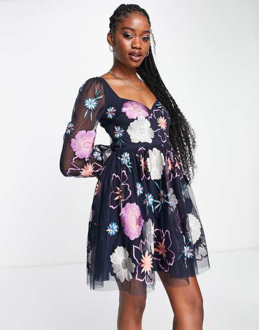 Floral embroidered outlet cocktail dress