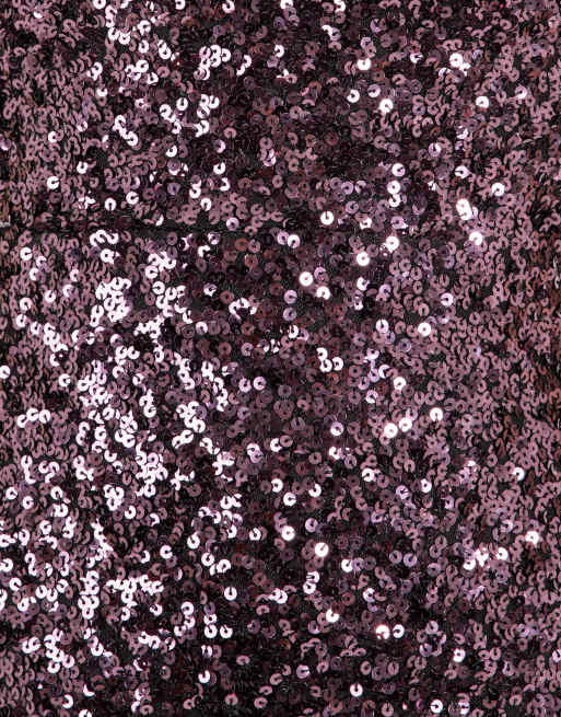 Maya All over sequin flutter sleeve v back maxi dress in purple, 5 of 6