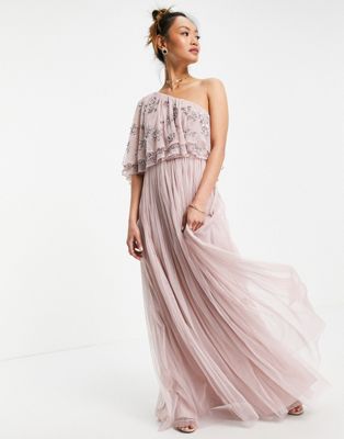 Maya asymetirc embellished top maxi dress in frosted pink - ASOS Price Checker