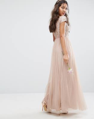 bardot delicate sequin maxi dress