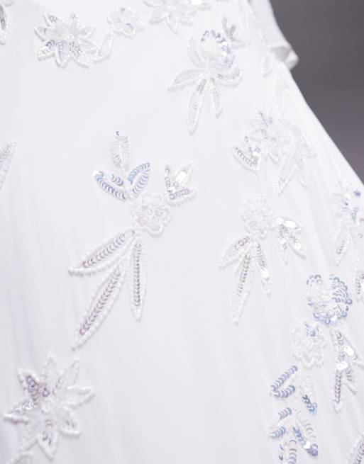 asos maya fully embellished bridal maxi dress in white price Maya Bridal embellished fishtail maxi dress in ivory