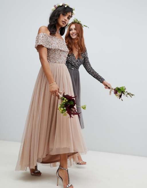 Taupe blush cheap bridesmaid dresses