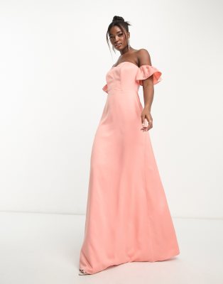 peach meringue bridesmaid dress