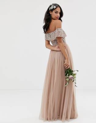 bardot delicate sequin maxi dress