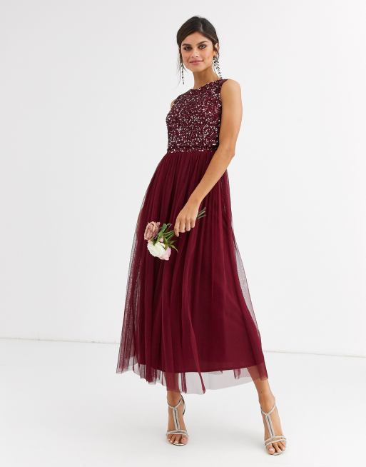 Maya Bridesmaid  delicate sequin 2 in 1 midaxi dress  in 